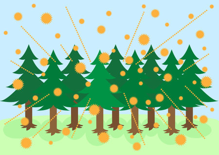 Image to scattering of cedar pollenのイラスト素材