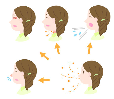 Allergy symptoms of pollenのイラスト素材