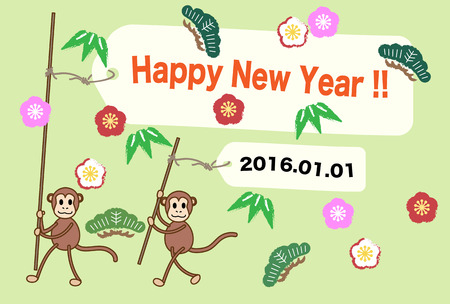 New Year's card image of the monkey yearのイラスト素材
