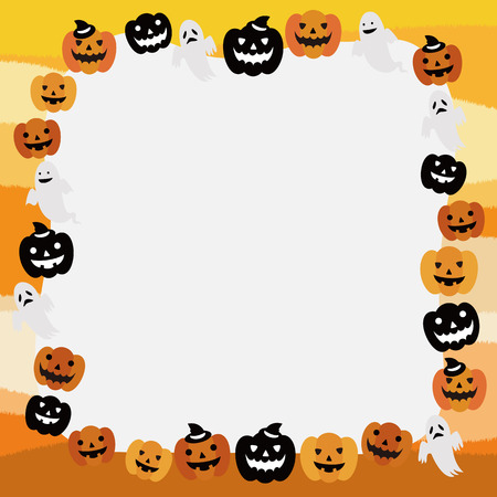 Halloween frame of pumpkin and ghostのイラスト素材