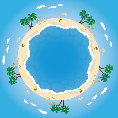 Blue beach vector illustrationのイラスト素材