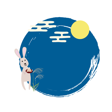 Rabbit watching the full moonのイラスト素材