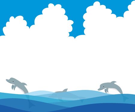 Illustration of a dolphin to jumpのイラスト素材