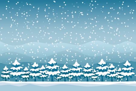 Snow falling in the forest, vector illustration.のイラスト素材