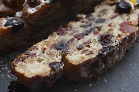 Stollen on a slate plate.