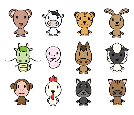 Twelve kinds of animals representing the yearのイラスト素材