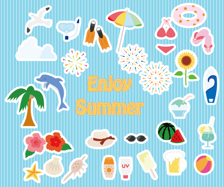 Summer item icon set.のイラスト素材
