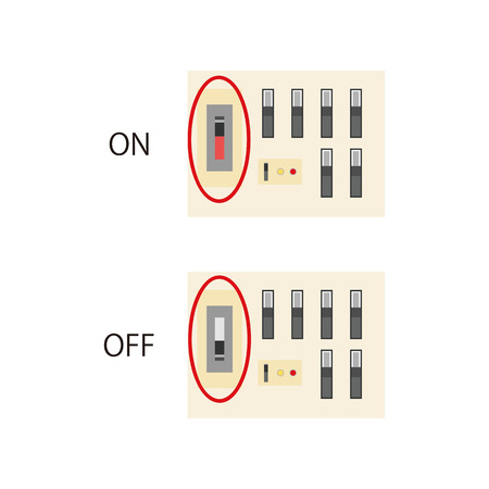 Turning the circuit breaker on and offのイラスト素材