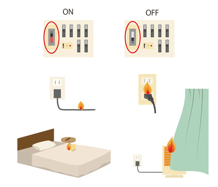Illustration of electric fire causeのイラスト素材