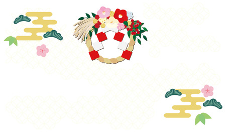 Shimekazari and pine, bamboo, plum, Japanese Pattern Background celebration image.のイラスト素材