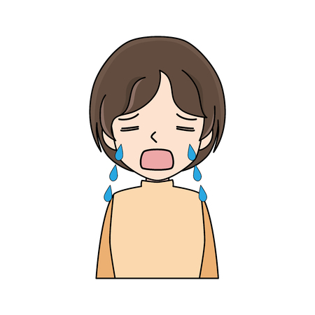 Illustration of a young woman with tears.のイラスト素材
