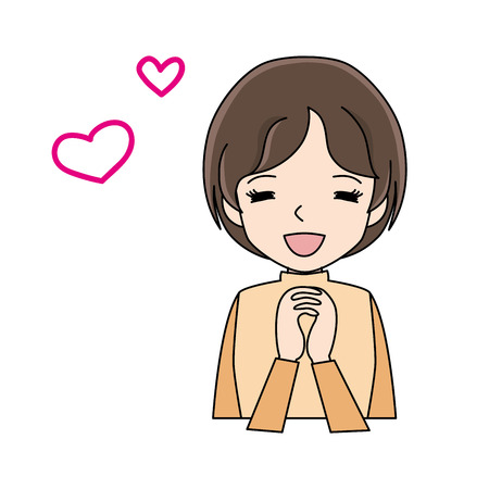 Illustration of a young woman with a smile.のイラスト素材