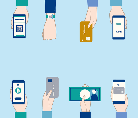 Illustration set of various payment methods.のイラスト素材