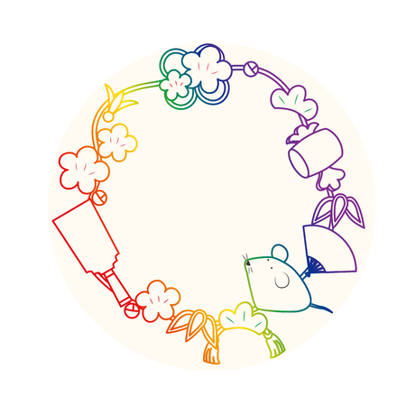 New Year's illustration of mouse and luck.のイラスト素材
