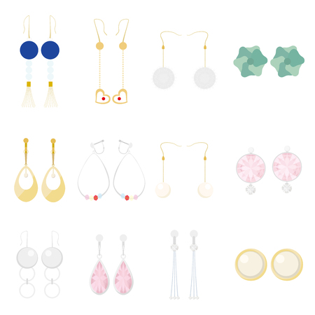 Illustration set of various types of earrings.のイラスト素材