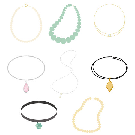 Illustration set of various types of necklacesのイラスト素材