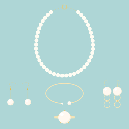 Pearl accessory illustration set.のイラスト素材