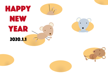 New Year's card illustration of a mouse playing with cheese.のイラスト素材