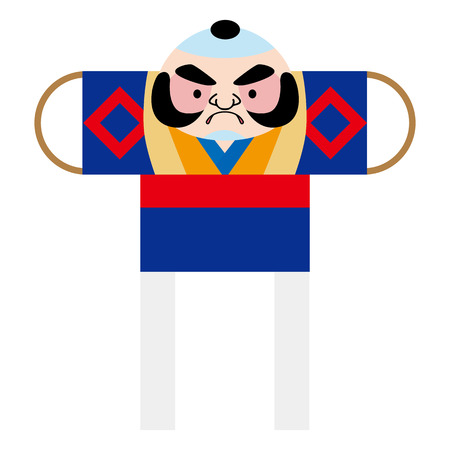 Illustration of a kite made in the form of a Japanese person.のイラスト素材