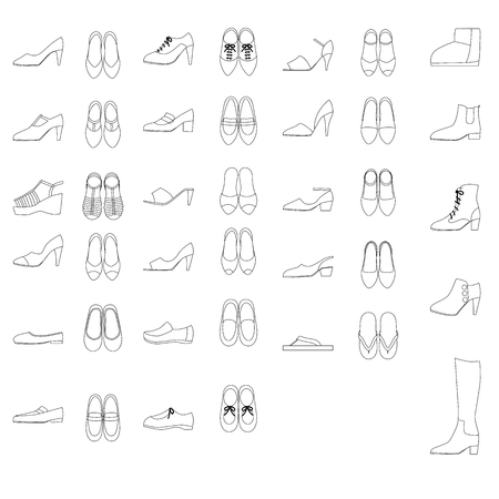 Illustration set of shoes for women.のイラスト素材