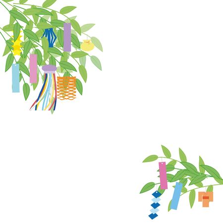 summer festival that wishes to write on a tanzaku and hang it on a bamboo grass.のイラスト素材