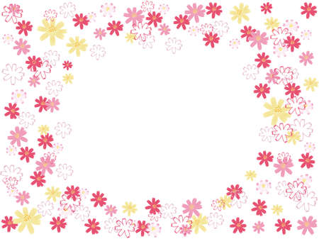 Background illustration spread with cosmos flowers.のイラスト素材
