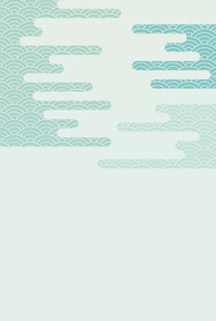 Background illustration of clouds and seigaiha.のイラスト素材