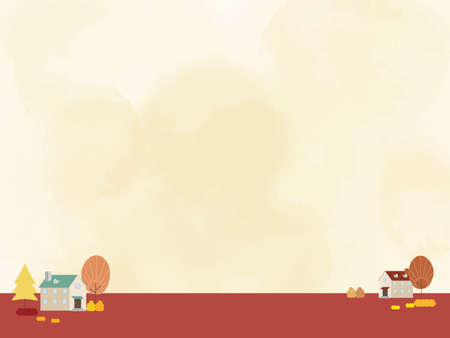 Background illustration of autumnal trees and house.のイラスト素材