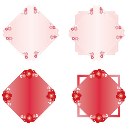 Illustration of a frame set of plum blossoms.のイラスト素材