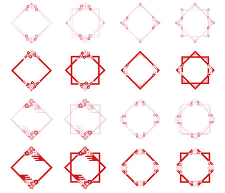 Illustration of a frame set of plum blossoms.のイラスト素材