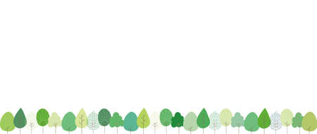 Illustration of a row of trees in various shapes and colors.のイラスト素材