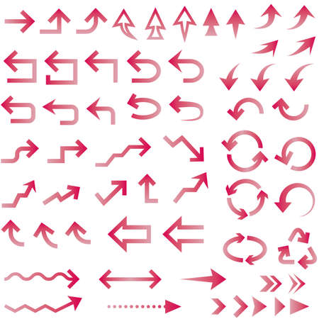set of illustrations of arrows of various shapes.のイラスト素材