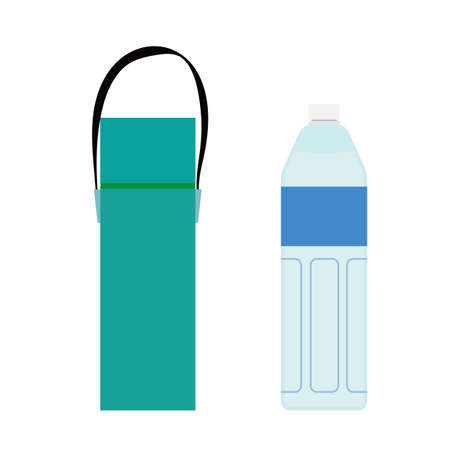 Vector illustration of a water bottle and a plastic bottle filled with water.のイラスト素材