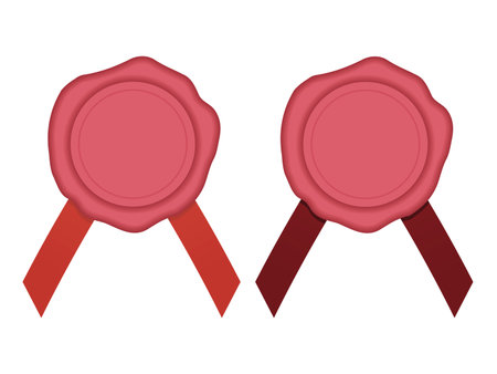 Illustration of a label with a ribbon like sealing wax.(Ruby chocolate)のイラスト素材