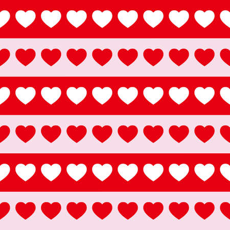 Side-by-side hearts and red and pink striped patterns.
