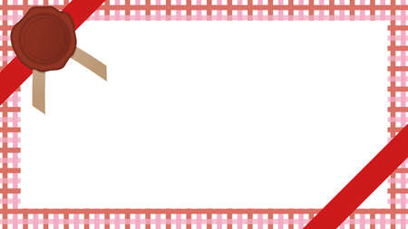 background illustration for Valentine's Day with a sealing wax like label.  (Check pattern)のイラスト素材