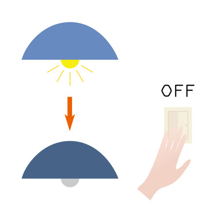Vector illustration of an image encouraging people to turn off lights and conserve electricity.のイラスト素材