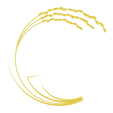 Vector illustration of a round frame with silhouette of ear of rice.のイラスト素材