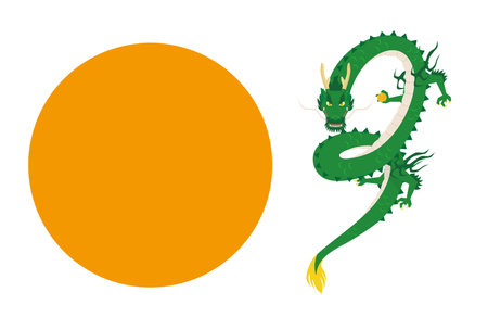 New Year's card illustration of a dragon holding a jewel.Translation: Thank you for your continued support this year.のイラスト素材