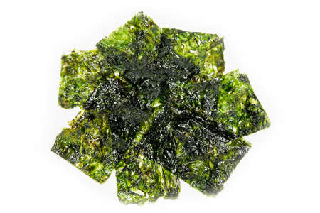 Dried seaweed isolated on a white backgroundの写真素材