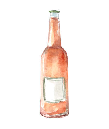 Watercolor bottle with light beer. Watercolor realistic illustration. Modern design. Bar menu designの写真素材