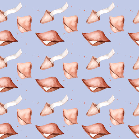 fortune cookie. Watercolor seamless pattern for fabric and wrapping paperの写真素材