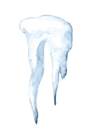 Icicles. Watercolor winter illustration isolated on white backgroundの写真素材