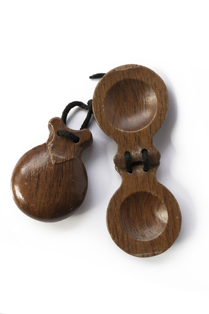 A pair of castanets, music instruments, rhythm marker.の写真素材