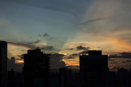 Beautiful click of Fortaleza, Brazil. Clouds stops light and creates beautiful light cast in the sky.の写真素材