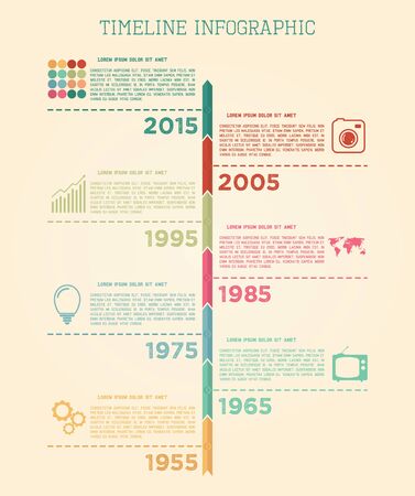 Retro Timeline Infographic vector design templateのイラスト素材