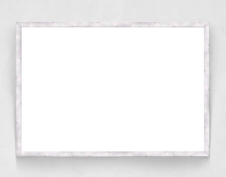 Blank banner with wooden frame on plaster wall backgroundの写真素材