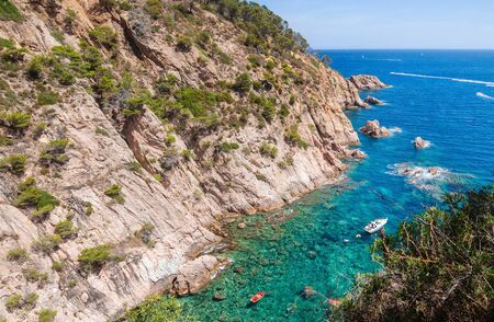View on the coast and the sea in Costa Brava. Tossa de Mar, Catalonia, Spain.の写真素材