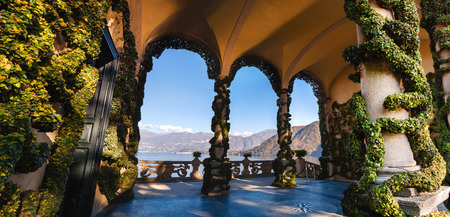 The park of Villa Balbianello in Lenno, Lake Como, Italyのeditorial素材