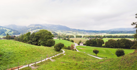 Panoramic view of Gruyeres. Switzerlandの写真素材